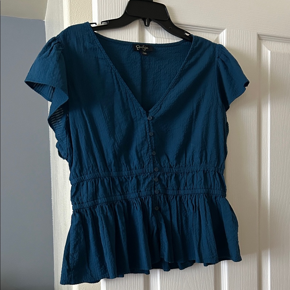 Jessica Simpson Teal Button-Down Blouse